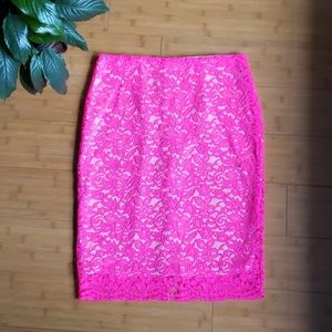 Hot pink lace skirt